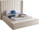 Kiki Cream Velvet King Bed (3 Boxes) - NY Furniture Direct (NY)
