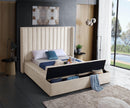 Kiki Cream Velvet Queen Bed (3 Boxes) - NY Furniture Direct (NY)