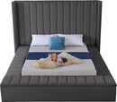 Kiki Grey Velvet Queen Bed (3 Boxes) - NY Furniture Direct (NY)