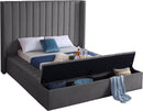 Kiki Grey Velvet Queen Bed (3 Boxes) - NY Furniture Direct (NY)