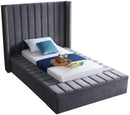 Kiki Grey Velvet Twin Bed (3 Boxes) - NY Furniture Direct (NY)