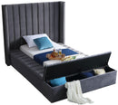 Kiki Grey Velvet Twin Bed (3 Boxes) - NY Furniture Direct (NY)