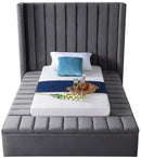 Kiki Grey Velvet Twin Bed (3 Boxes) - NY Furniture Direct (NY)