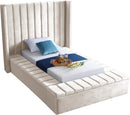 Kiki Cream Velvet Twin Bed (3 Boxes) - NY Furniture Direct (NY)