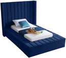 Kiki Navy Velvet Twin Bed (3 Boxes) - NY Furniture Direct (NY)