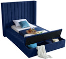 Kiki Navy Velvet Twin Bed (3 Boxes) - NY Furniture Direct (NY)