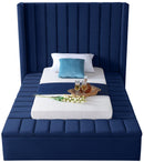 Kiki Navy Velvet Twin Bed (3 Boxes) - NY Furniture Direct (NY)