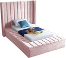 Kiki Pink Velvet Twin Bed (3 Boxes) - NY Furniture Direct (NY)