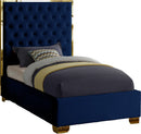 Lana Navy Velvet Twin Bed - NY Furniture Direct (NY)