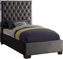 Lexi Grey Velvet Twin Bed - NY Furniture Direct (NY)