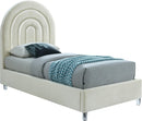 Rainbow Cream Velvet Twin Bed