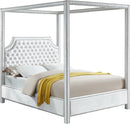 Rowan White Velvet Queen Bed (3 Boxes)