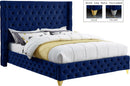 Savan Navy Velvet King Bed