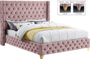 Savan Pink Velvet Queen Bed