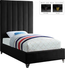Via Black Velvet Twin Bed - NY Furniture Direct (NY)