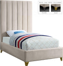 Via Cream Velvet Twin Bed - NY Furniture Direct (NY)