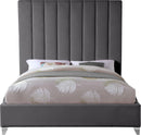 Via Grey Velvet Queen Bed - NY Furniture Direct (NY)