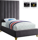 Via Grey Velvet Twin Bed - NY Furniture Direct (NY)