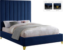 Via Navy Velvet Queen Bed - NY Furniture Direct (NY)