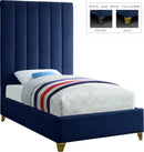 Via Navy Velvet Twin Bed - NY Furniture Direct (NY)