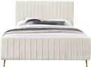 Zara Cream Velvet Queen Bed (3 Boxes) - NY Furniture Direct (NY)