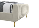 Zara Cream Velvet Queen Bed (3 Boxes) - NY Furniture Direct (NY)