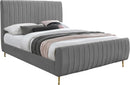 Zara Grey Velvet Queen Bed (3 Boxes) - NY Furniture Direct (NY)