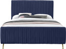 Zara Navy Velvet Queen Bed (3 Boxes) - NY Furniture Direct (NY)