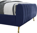 Zara Navy Velvet Queen Bed (3 Boxes) - NY Furniture Direct (NY)
