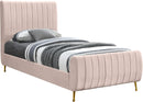 Zara Pink Velvet Twin Bed (3 Boxes)