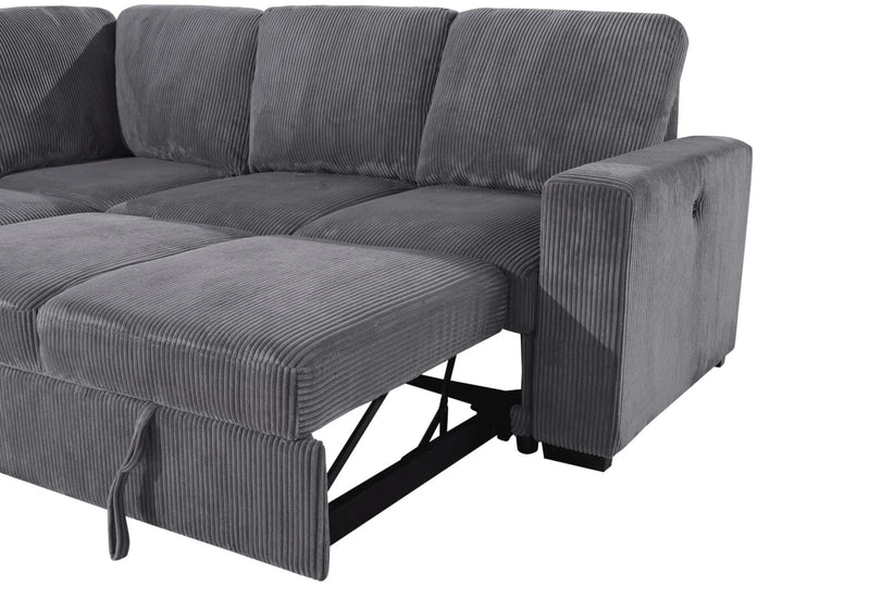 U2660 Grey Sectional Sofa-Without Chaise