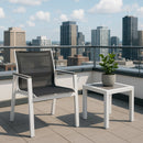 Nizuc Black Mesh Waterproof Fabric Outdoor Patio Aluminum Mesh Dining Arm Chair