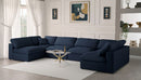 Serene Navy Linen Fabric Deluxe Cloud Modular Sectional