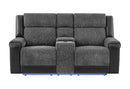 U5915 Grey/Black Console Rec Loveseat W/Immersive Sound & Blue LED
