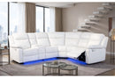 U6026 Blanche White Right Side Facing Sectional with LED and Speaker