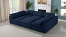 Serene Navy Linen Fabric Deluxe Cloud Modular Sectional
