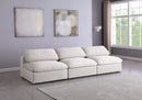 Serene Cream Linen Fabric Deluxe Cloud Modular Armless Sofa