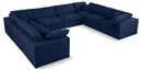 Serene Navy Linen Fabric Deluxe Cloud Modular Sectional