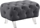 Crescent Grey Velvet Ottoman