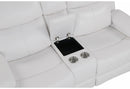 U6026 Blanche White Rec Sofa/Console Rec Loveseat with LED and Speaker