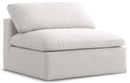 Serene Cream Linen Fabric Deluxe Cloud Armless Chair