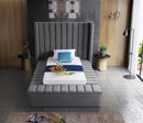 Kiki Grey Velvet Twin Bed (3 Boxes)