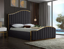 Jolie Grey Velvet Queen Bed (3 Boxes)