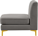 Alina Grey Velvet Armless Chair