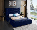 Bliss Navy Velvet Queen Bed (3 Boxes)