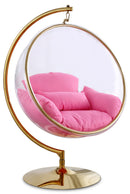 Luna Pink Fabric Acrylic Swing Bubble Accent Chair (2 Boxes)
