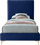Geri Navy Velvet Twin Bed