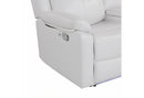 U6026 Blanche White Rec Sofa/Console Rec Loveseat with LED and Speaker