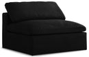 Serene Black Linen Fabric Deluxe Cloud Armless Chair