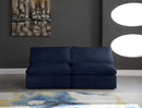 Cozy Navy Velvet Cloud Modular Armless Sofa